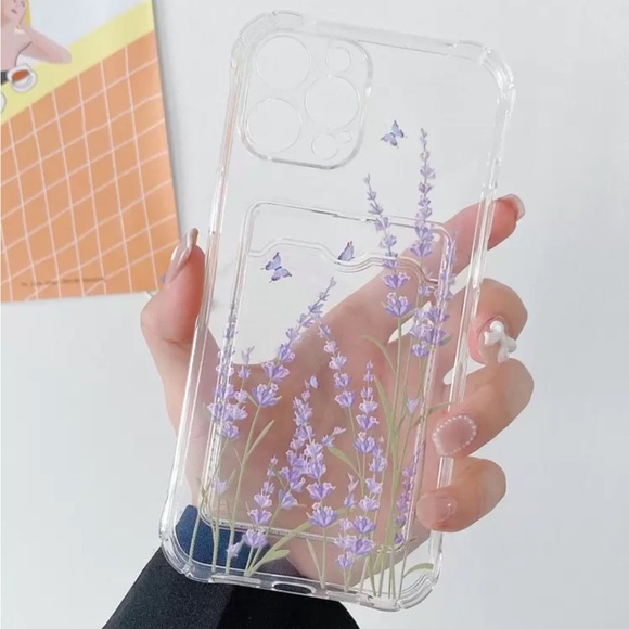 ⚠️Clearance iPhone 15 Floral Clear Phone Case with Lavender Design - Picture 2 of 4